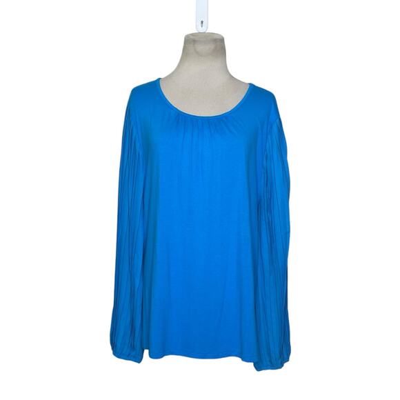 Talbots blue long pleated sleeves tunic blouse size 1X - Picture 7 of 9
